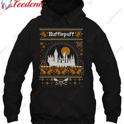 harry potter hufflepuff ugly christmas sweater pattern shirt, christmas t shirts funny  wear love, share beauty