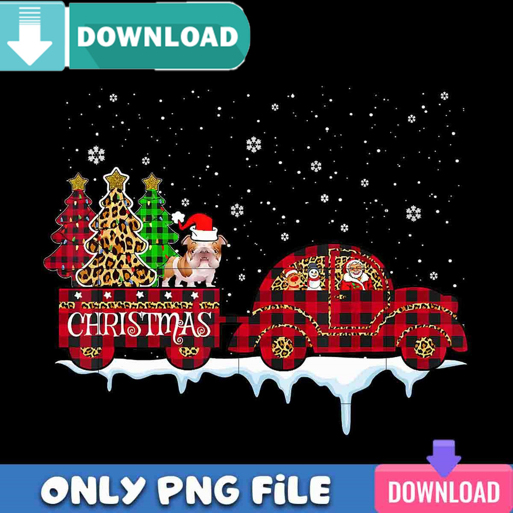 Bulldog Christmas Leopard Truck PNG Perfect Sublimation Design Download.jpg