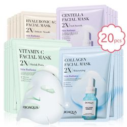 20pcs bioaqua centella collagen face mask vc moisturizing refreshing sheet masks hyaluronic acid facial