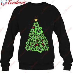 hawaiian christmas tree mele kalikimaka flower hawaii t-shirt, mens xmas shirts wear love, share beauty