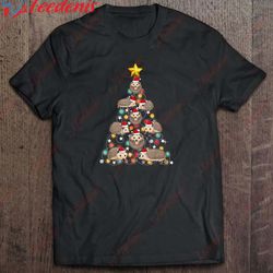 hedgehog christmas tree shirt, short sleeve christmas shirts mens  wear love, share beauty