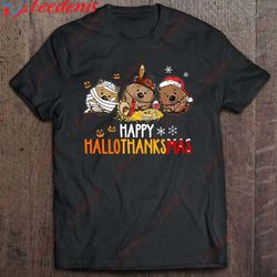 Hedgehogs Halloween And Merry Christmas Happy Hallothanksmas T-Shirt, Christmas T-Shirt Design  Wear Love, Share Beauty