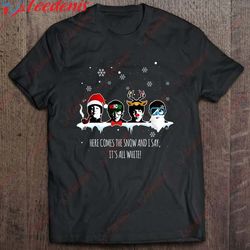here comes the snow and i say its all white the beatles christmas t-shirt, christmas t-shirt design wear love, share be