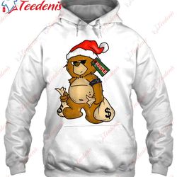 hip hop clothing men hipster santa teddy bear rap streetwear premium shirt, christmas family sweaters wear love, share