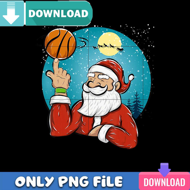 Santa Playing Basketball PNG Perfect Sublimation Design.jpg
