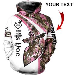 deer hunting gift pink deer hunting his doe personalized unisex hoodie hg