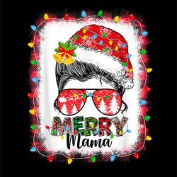 messy bun merry mama christmas svg, momlife svg, messy bun skull svg, mom life svg, santa hat svg, messy bun mom svg