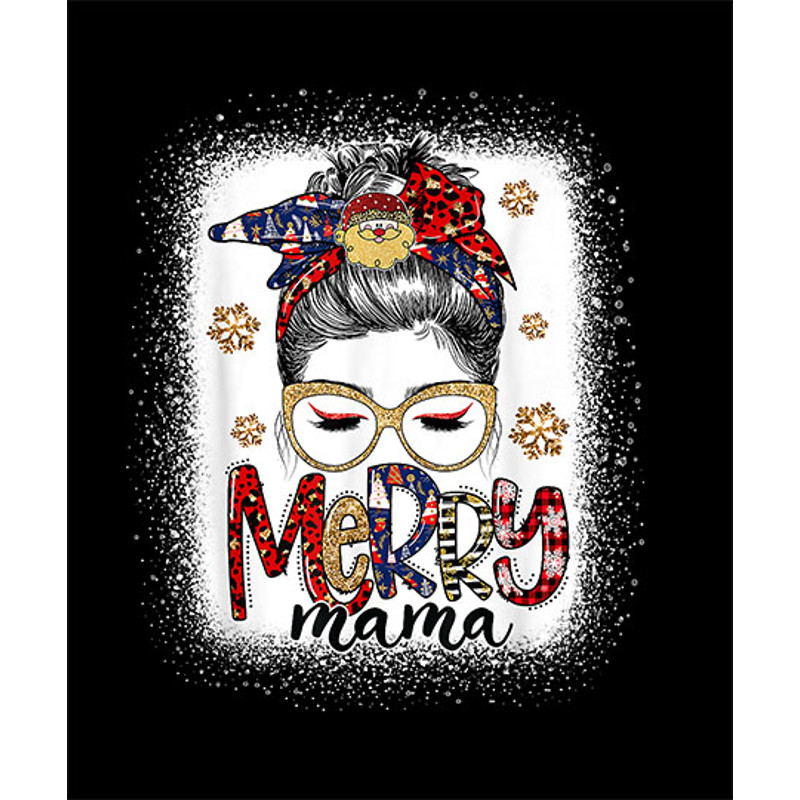 Merry Mama Christmas Women Messy Bun Reindeer Holidays Xmas T-Shirt_2.jpg