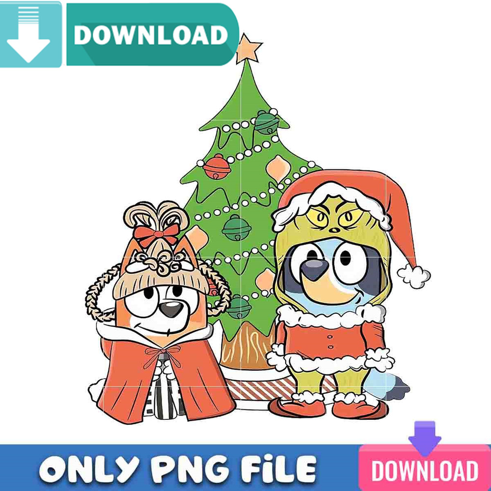 Bluey And Friend In Grinch Vibes PNG Perfect Sublimation Design.jpg