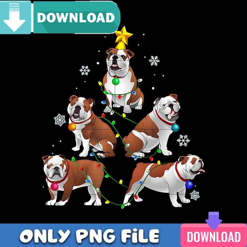 Bulldog Christmas Tree PNG Perfect Files Design Download.jpg