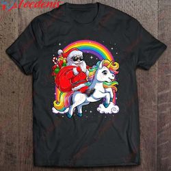 Christmas Santa Riding Unicorn Xmas T-Shirt, Plus Size Christmas T Shirts Ladies  Wear Love, Share Beauty