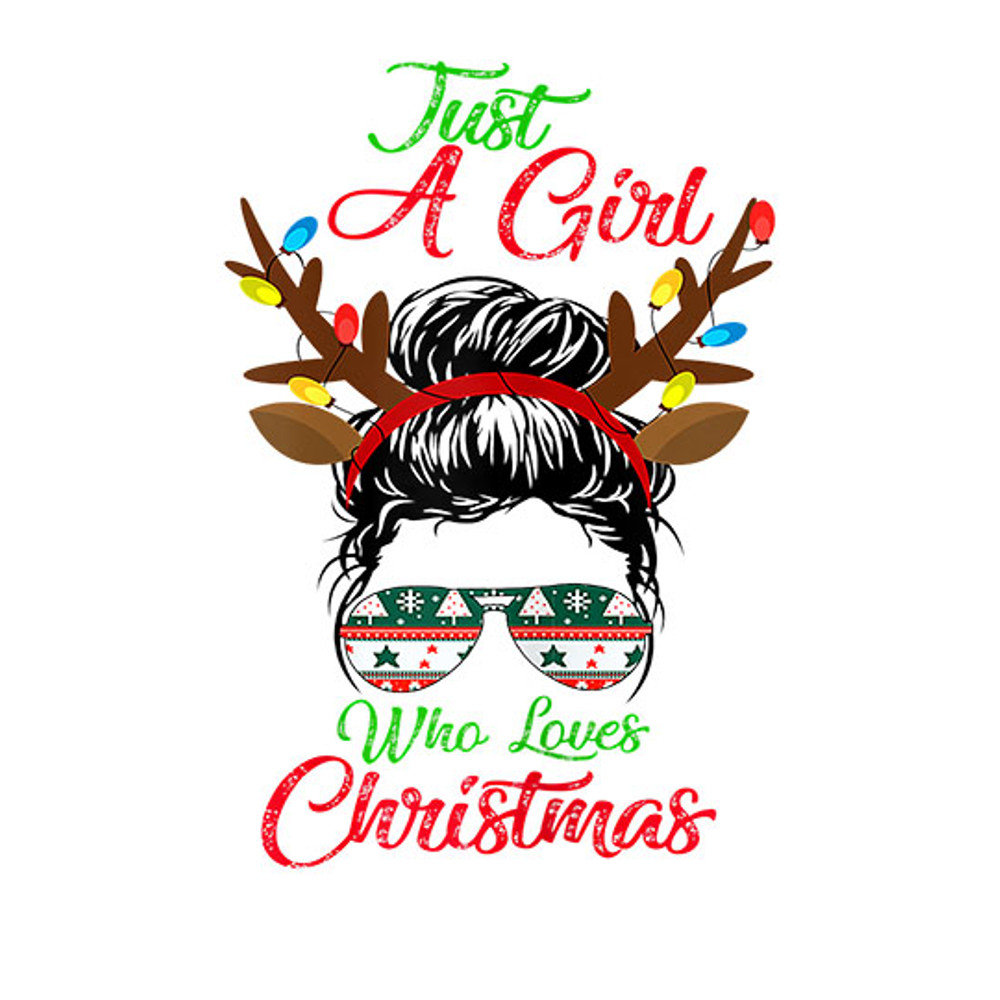 Womens bogB Messy Bun Just A Girl Who Love Christmas Reindeer Xmas T-Shirt copy.jpg