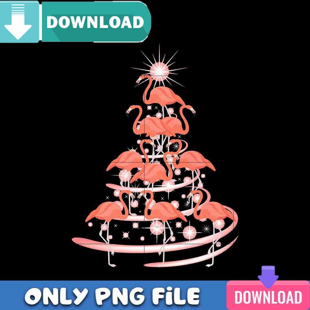 Pink Flamingo Christmas Tree PNG Best Files Design Download.jpg
