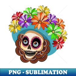 Skull in a floral hat - Elegant Sublimation PNG Download - Create with Confidence