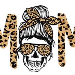 Leopard Mom Skull Christmas Svg, Momlife Svg, Messy Bun Skull Svg, Mom Life Svg, Santa Hat Svg, Messy Bun Mom Svg
