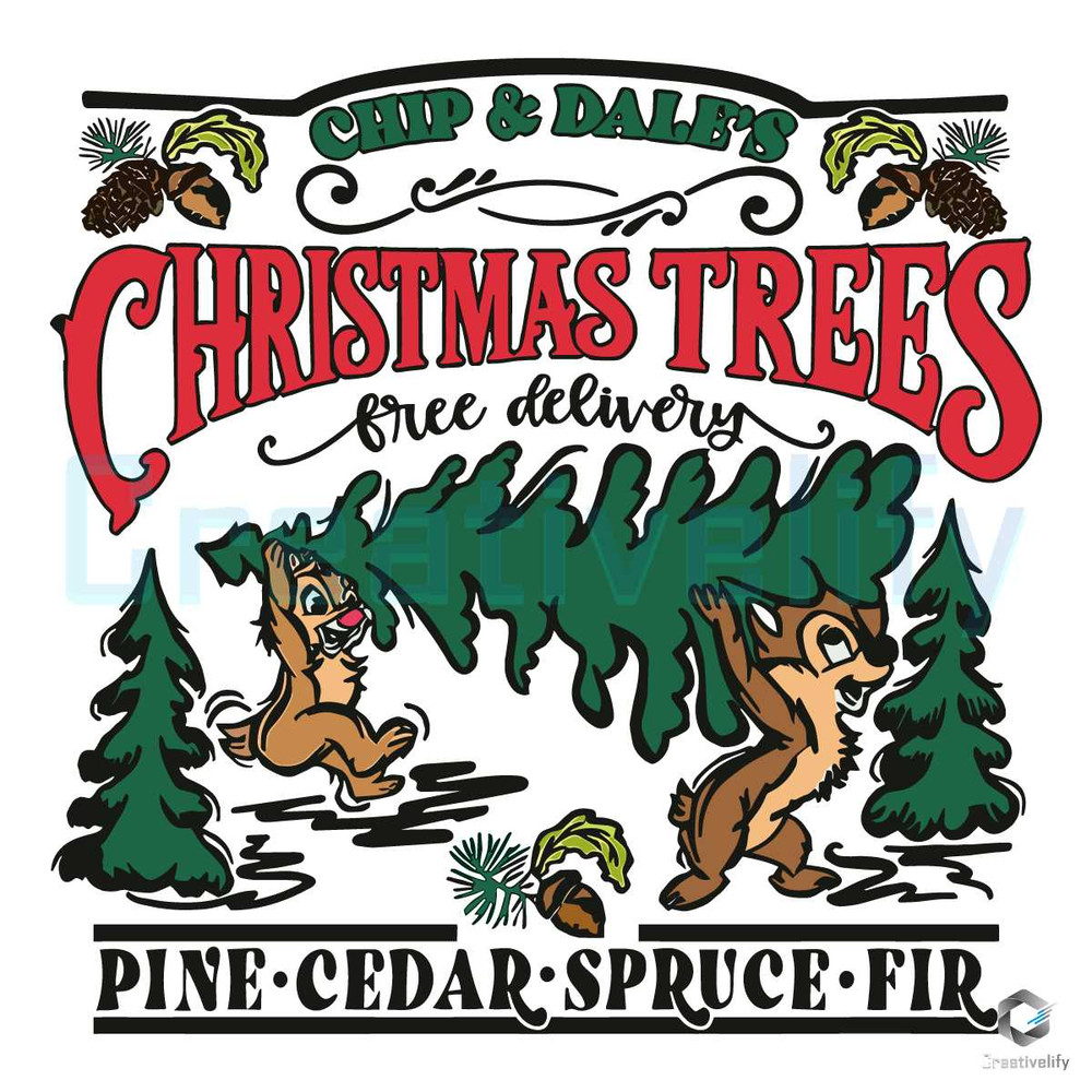 Free Chip And Dale Xmas Tree SVG Disney Vintage File.jpg