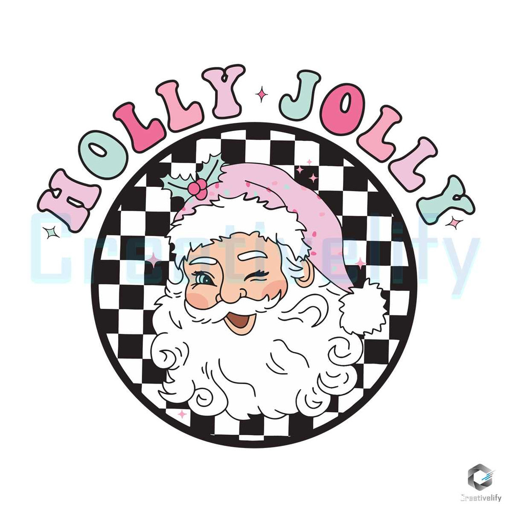 Holly Jolly Christmas SVG Retro Groovy Santa File For Cricut.jpg