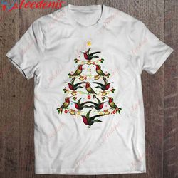 hummingbird lover xmas gift hummingbird christmas tree shirt, christmas family sweatshirts wear love, share beauty