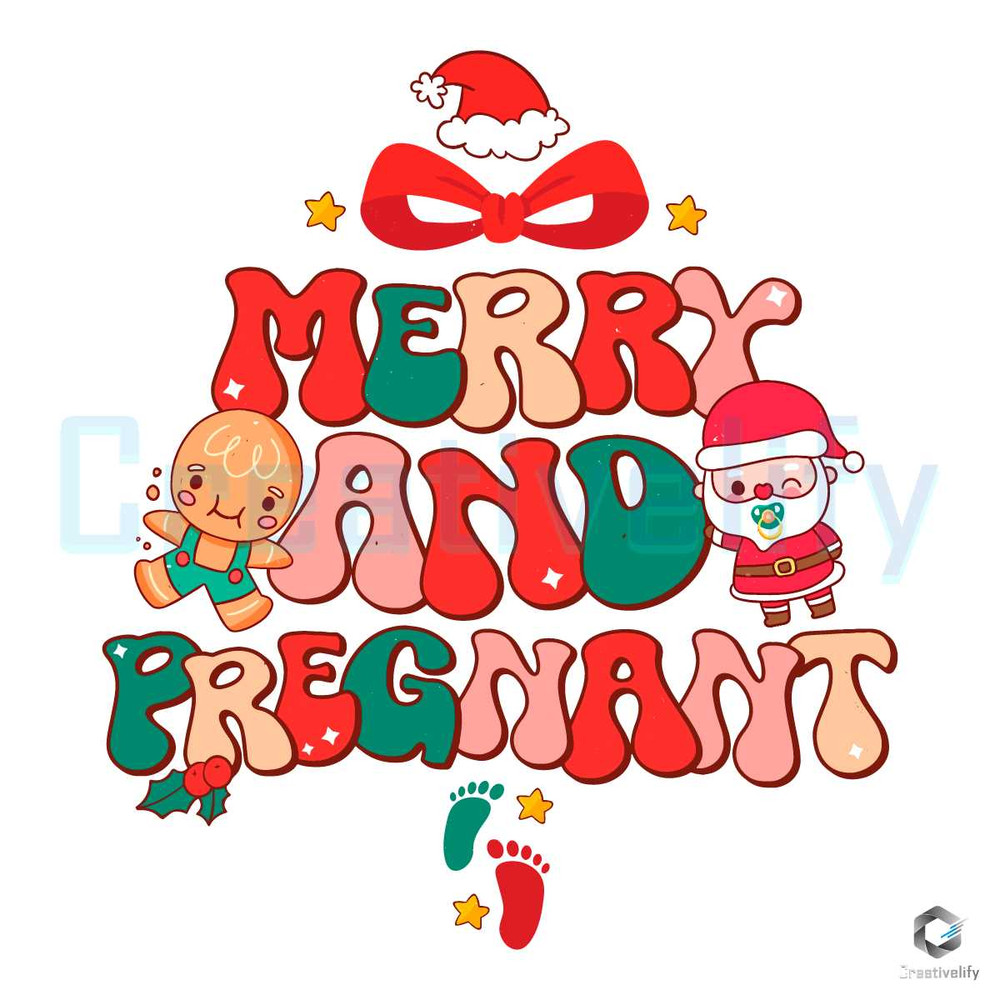 Merry And Pregnant Christmas SVG Pregnancy Reveal Files.jpg