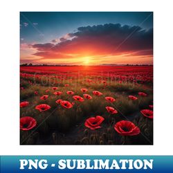 poppy field landscapes with gently swaying poppy flowers in the breeze creating a sense of serenity and tranquility in the scene ai generated art - elegant sublimation png download - create with confidence