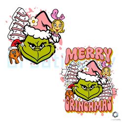 retro merry grinchmas svg pink christmas cake file