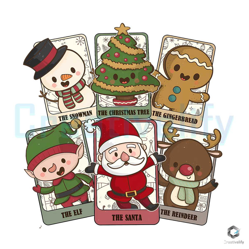 Retro Tarot Card Christmas PNG Merry Xmas Characters File.jpg