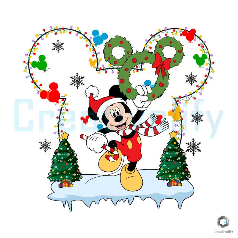 Santa Mickey Xmas SVG Christmas Light Wreath File For Cricut.jpg