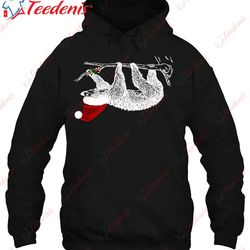 christmas sloth with santa hat classic t-shirt, short sleeve christmas shirts mens wear love, share beauty