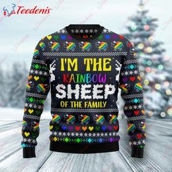 i am the rainbow sheep of family ugly christmas sweater, ugly christmas sweaters for couples wear love, share beauty