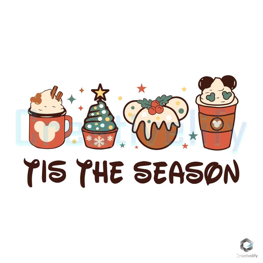 Tis The Season Mickey SVG Christmas Coffee Latte Cricut Files.jpg