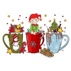Elf Christmas Coffee Png, Christmas Coffee Png, Christmas Drink Design, Coffee Latte Png, Christmas Iced Latte Png