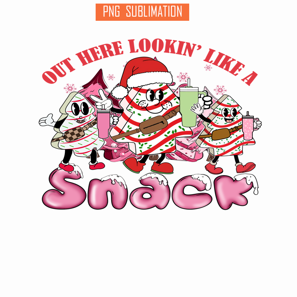 CRM07112396-Out Here Looking Like A Snack Cute Boo Jee Xmas Trees Cakes Png, Boojee Tumbler Inspired Belt Bag Png.png