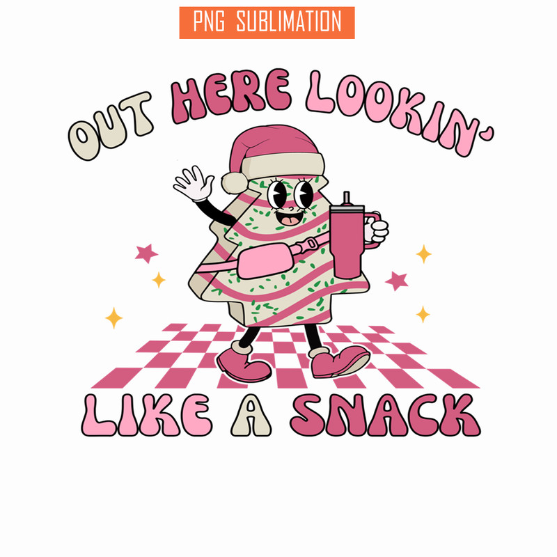 CRM07112397-Out Here Looking Like A Snack Cute Boo Jee Xmas Trees Cakes Png, Boojee Tumbler Inspired Belt Bag Png.png