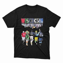 wisconsin team allen yelich rodgers and antetokounmpo signatures shirt, ladies tee