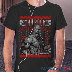 wwe the rock ugly christmas sweatshirt
