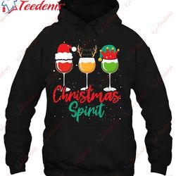 christmas spirits funny glasses of wine santa hat reindeer shirt, men family christmas shirts ideas  wear love, share be