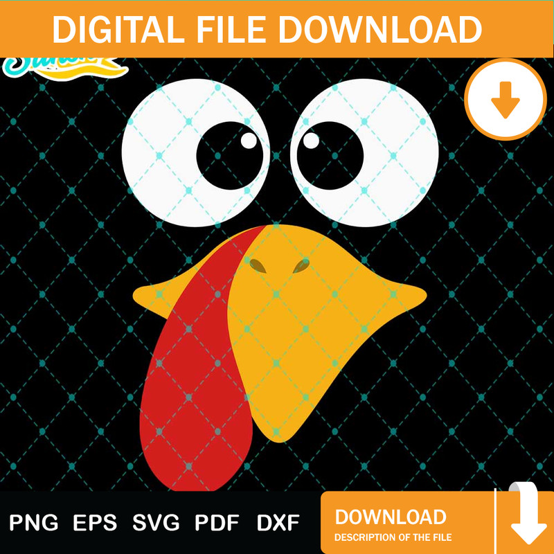 Cute Thanksgiving Turkey Face Svg, Thanksgiving Svg Png Dxf Eps Design Graphic.jpg