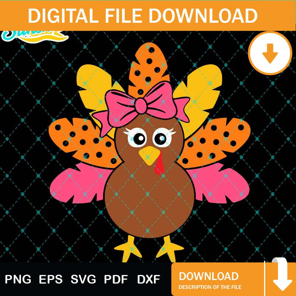Thanksgiving Turkey Girl Svg, Thanksgiving Svg Png Dxf Eps Design Graphic.jpg