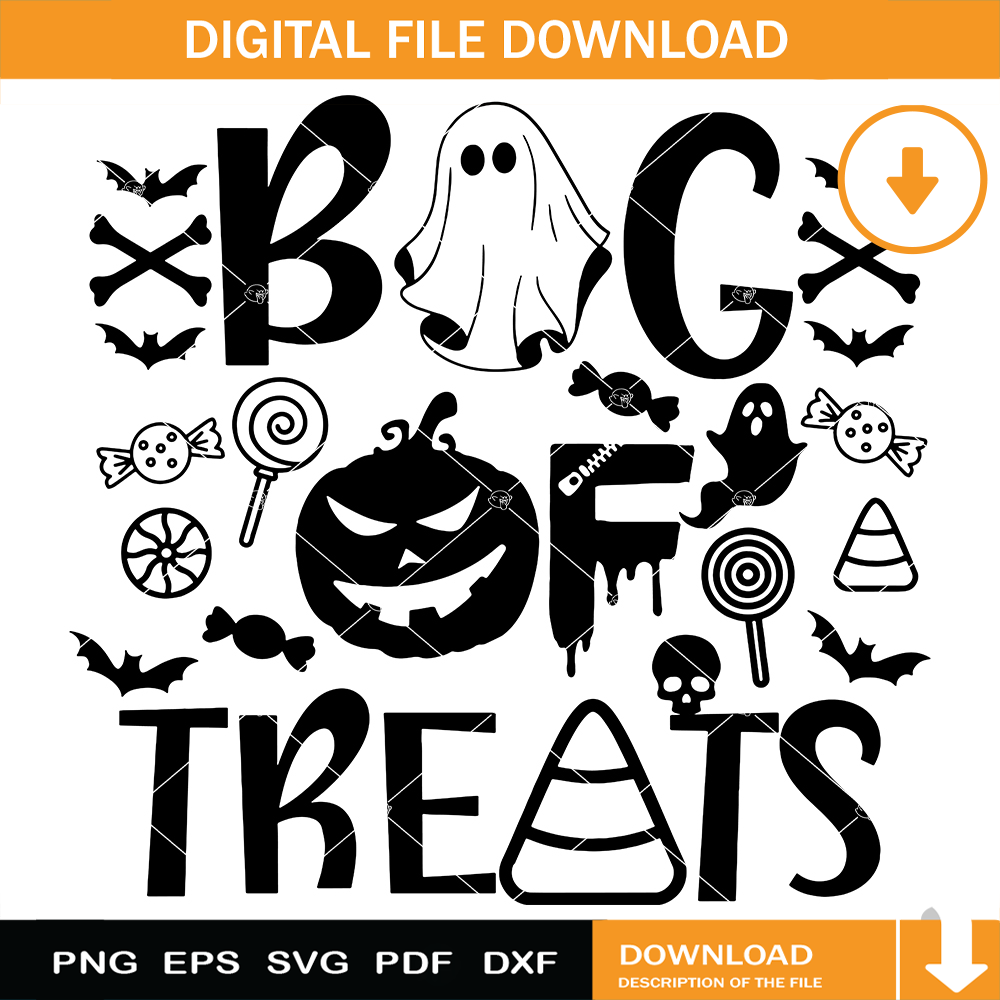 Bag of Treats Halloween Svg, Halloween Ghost Svg, Pumpkin.jpg
