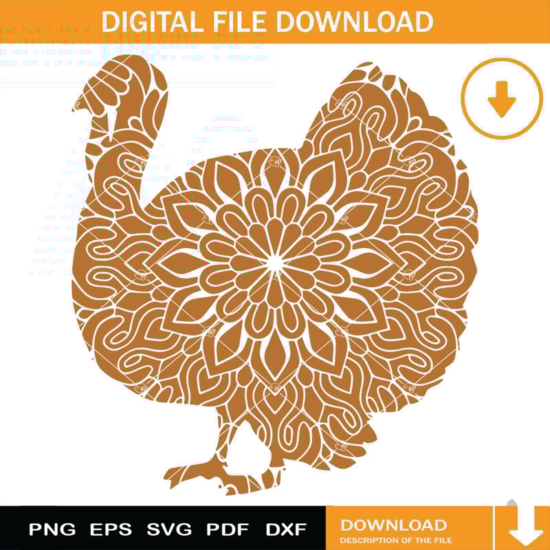 Turkey Mandala Big Svg, Turkey Mandala Svg, Thanksgiving Svg.jpg