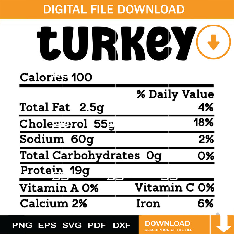 Turkey Nutrition Fact SVG, Thanksgiving SVG, Turkey SVG.jpg