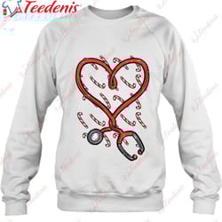 christmas stethoscope nurse xmas nursing scrub top women shirt, mens christmas shirts wear love, share beauty