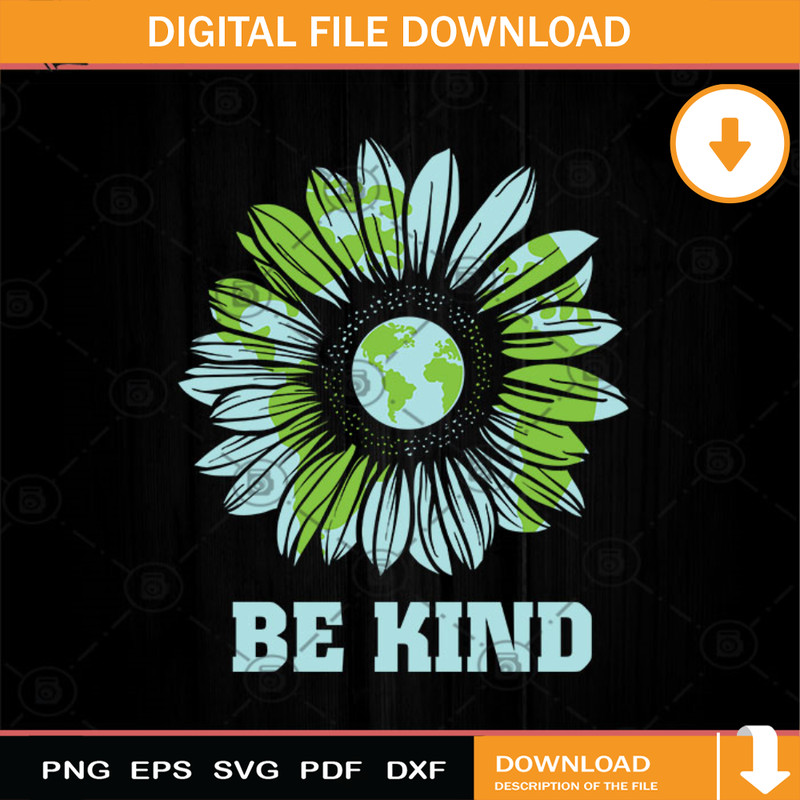 Be Kind Earth Hippie Sunflower SVG, Hippie Sunflower SVG, Hippie SVG EPS DXF PNG Cricut File Instant Download.jpg