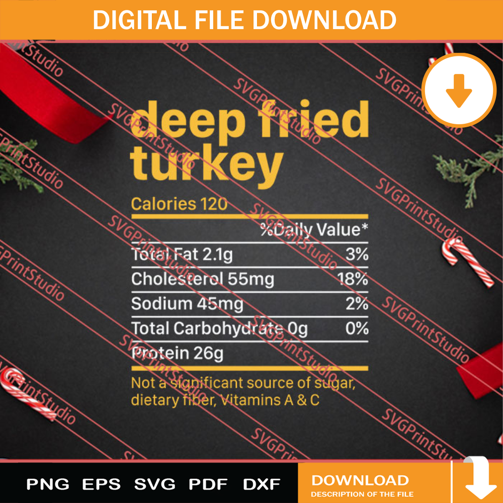 Deep Fried Turkey Thanksgiving SVG PNG EPS DXF Silhouette Cut Files.jpg