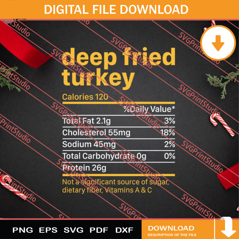 Deep Fried Turkey Thanksgiving SVG PNG EPS DXF Silhouette Cut Files.jpg