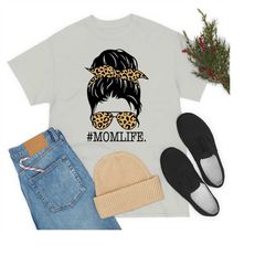 cheetah print mom shirt, mom life shirt, mother's day gift for mom, leopard cheetah print with messy bun, mom life kid l