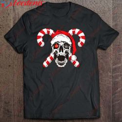 funny skeleton skull santa hat tee merry christmas xmas gift shirt, long sleeve womens christmas shirts wear love, shar