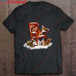 funny squirrel christmas santa hat squirrel xmas pajama gift t-shirt, cheap christmas family shirts  wear love, share be