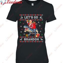 funny trump sarcastic lets go branson ugly christmas pajama pullover t-shirt, plus size ladies christmas tops wear love