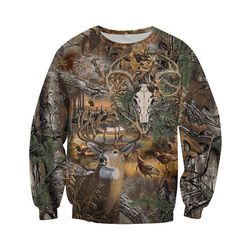 men women hunting clothes deer skull hunting camo 3d all over print shirt, long sleeve and hoodie plus size- nqs81